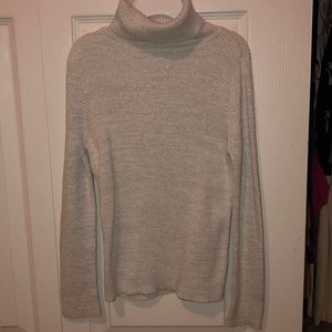 Greendog Metallic White Turtle Neck Knit Sweater S